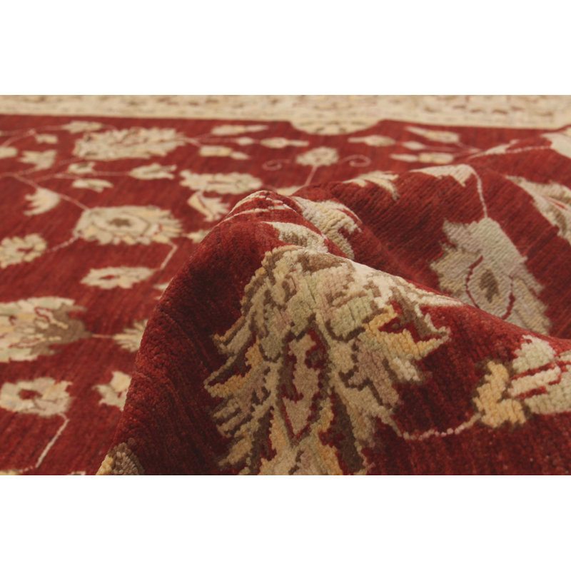 Tapis unique en laine noué à la main style Hamadan des années 1980 de 6 pi 4 po x 9 pi 3 po rouge Prxedes