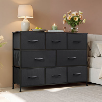  Commode 8 tiroirs pour chambre Chaseburg, meuble télé l 39,4 po avec grands tiroirs de rangement pour le vestibule, commode avec cadre robuste pour le salon