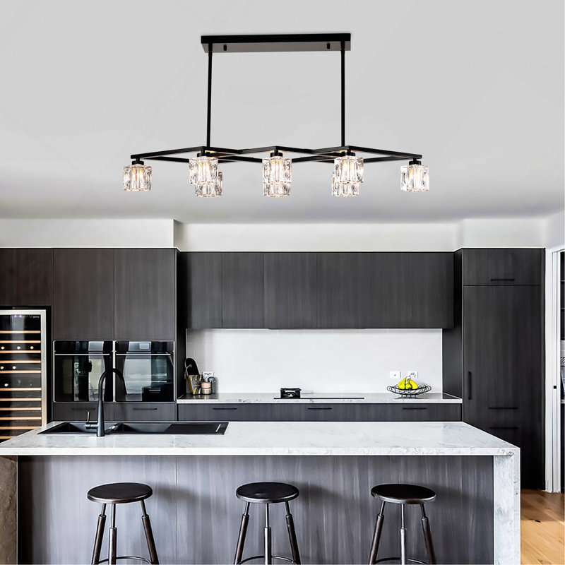 Lustre en cristal noir mat pour la salle à manger