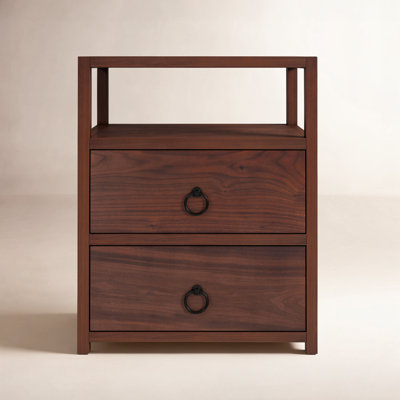 Elin 2-Drawer Acacia Nightstand