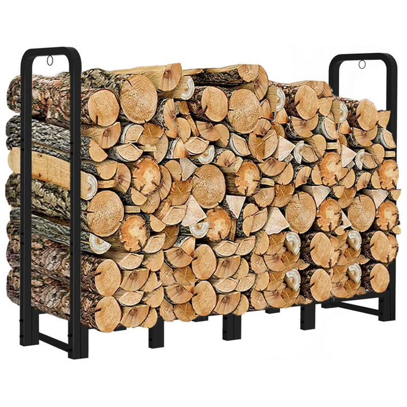 Support à bois de chauffage robuste de 6 pi, support à bûches en métal noir mat pour foyer intérieur et extérieur