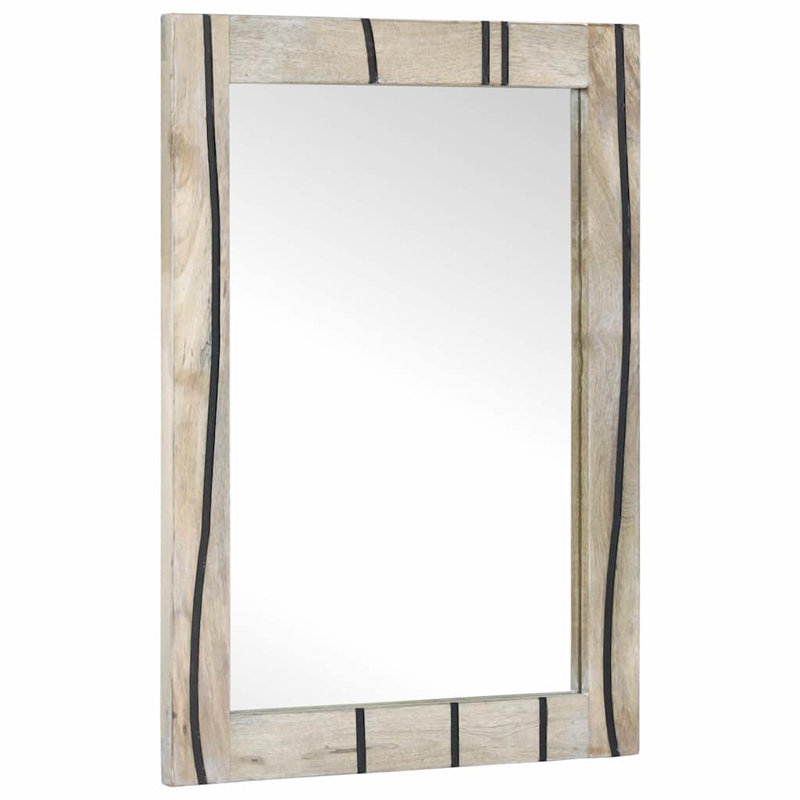 vidaXL Bathroom Mirror with Mirror Glass and Solid Mango wood Decor Reflective, White