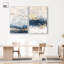 «Gilded Coastal Calm Blue Art», ensemble de 2 impressions sur toile par -896778116-896778140-896778112