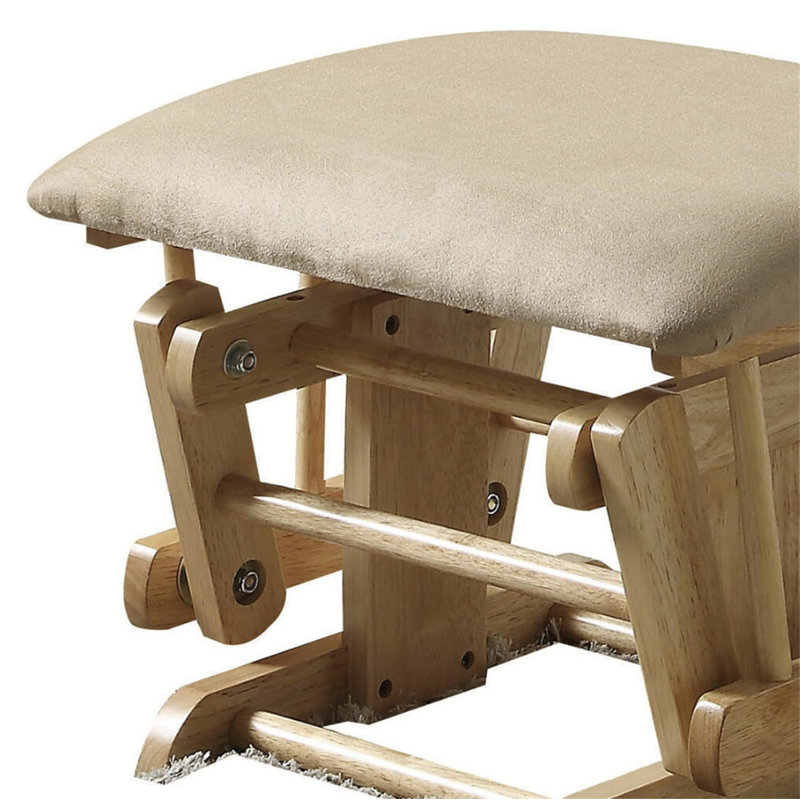 Fauteuil finisseur avec repose-pieds en microfibre et chêne naturel Rehan Taupe