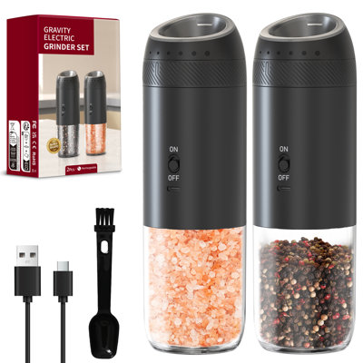 Electric Salt and Pepper Grinder Set - USB Rechargeable With Display Screen And LED Lights,  Upgraded Larger Capacity, Adjustable Coarseness