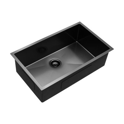 33"X19"X10" Undermount Sink Stainless - Matte Black Finish, Single Bowl, T304 Steel, Rust & Stain Resistance, Easy To Clean, 16 Gauge, Nano Coated, Spacious And Deep R10 Corners Bowl Steel Black,