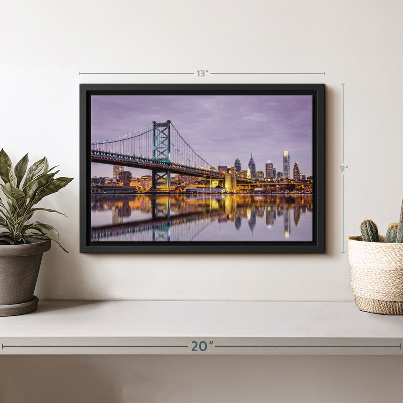 Impression sur toile Ben Franklin Bridge Skyline, H 9 po x l 13 po