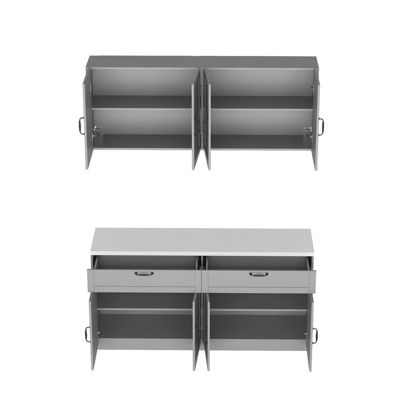 63"W Kitchen Pantry Sideboard Storage Cabinet, Gray