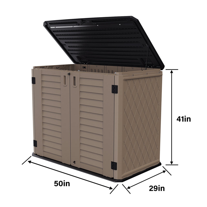 Outdoor 4 ft. 2 in. W x 2 ft. 5 in. D Weather-Resistant Plastic  Horizontal Storage Shed, Coffee
