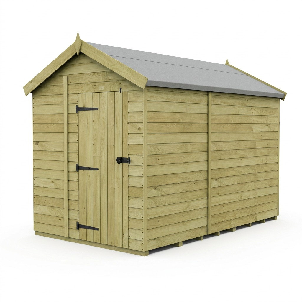 Total Sheds 6ft x 11ft Apex Garden Shed - Single Door - No Windows - Pressure Treated Timber - UK Manufactured