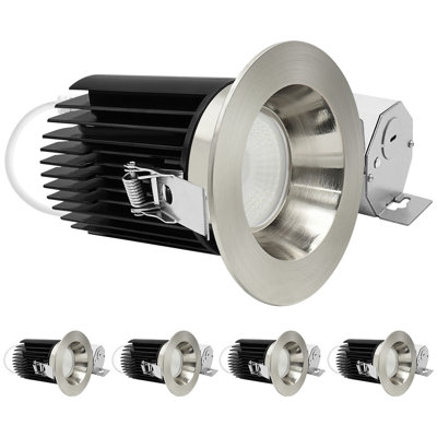 Ensemble de 4 ampoules encastrées rondes en nickel brossé à intensité variable, 5 lumières à intensité variable 60º 22W, 1700LM LUXRITE