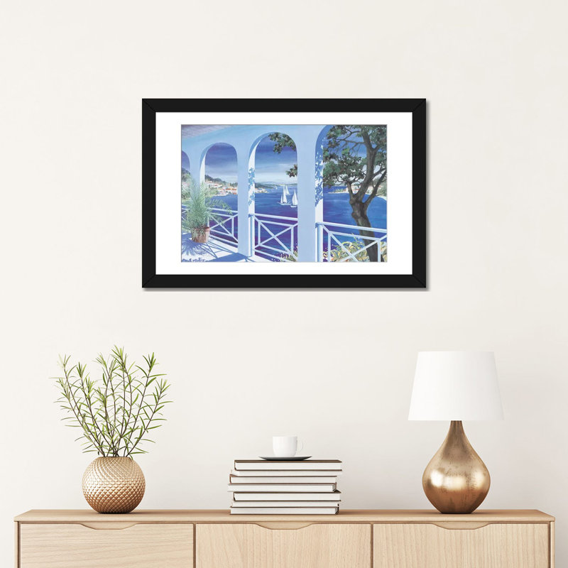«Seascape II», reproduction sur toile, H 24 po x l 32 po x P 1 po, Papier avec cadre noir, Blanc
