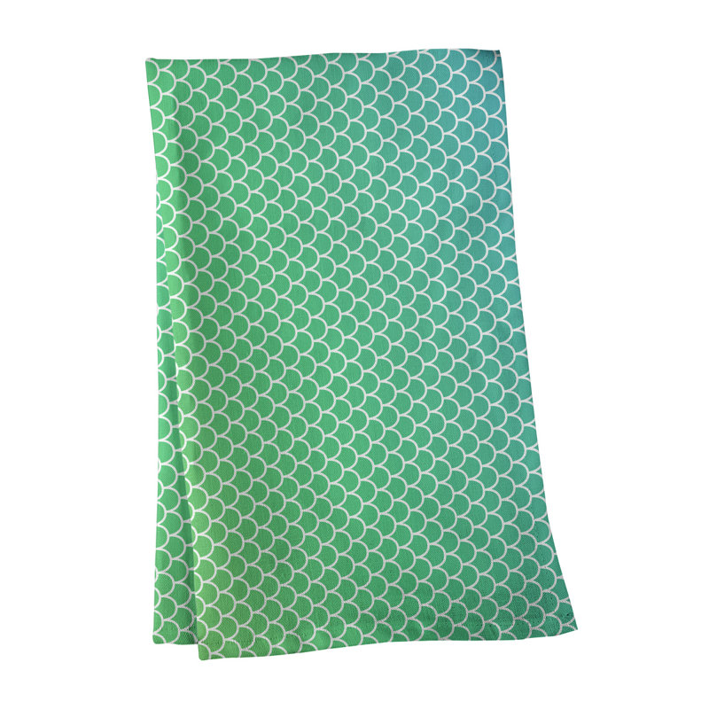 Serviette de thé sirène balances, Vert / Bleu, Sergé de coton