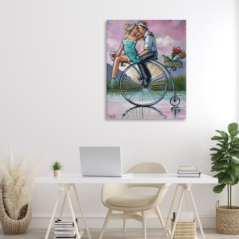 Pique-nique romantique sur toile de vélo, design par Ronald West, H 40 po x l 30 po