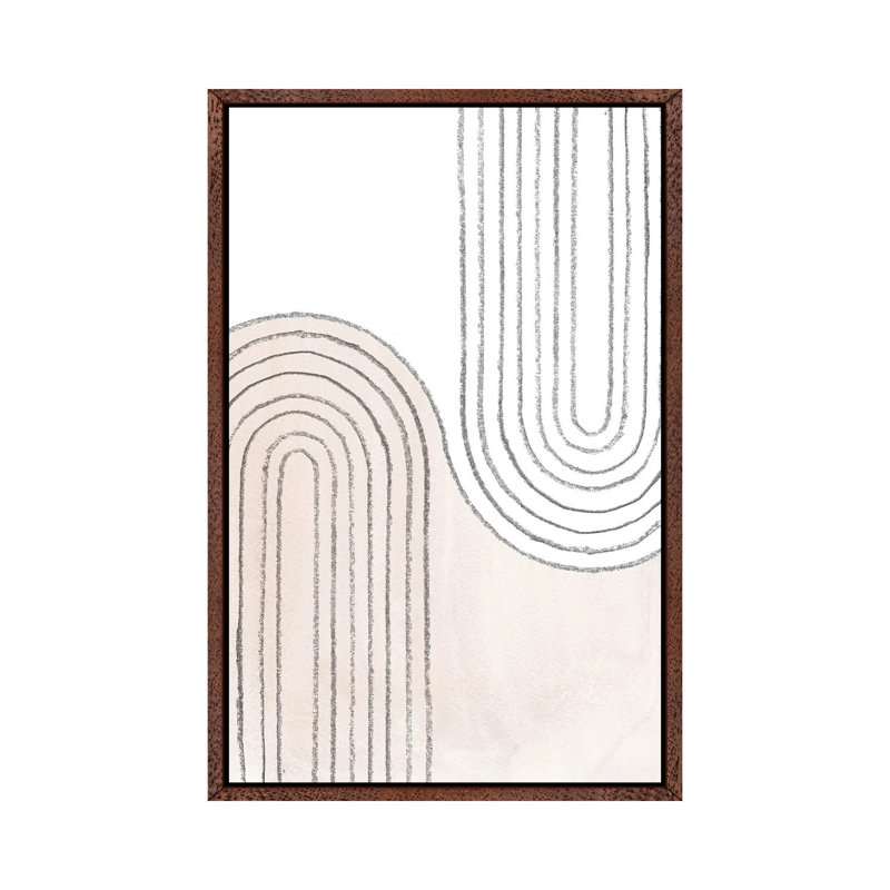 Curved Lines by Whales Way - Painting on Canvas, 66.04cm H x 45.72cm W x 3.81cm D, Classic Brown Wood Framed