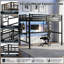 Lit mezzanine double en métal avec bureau intégré et station de charge-1758903731-1760116709