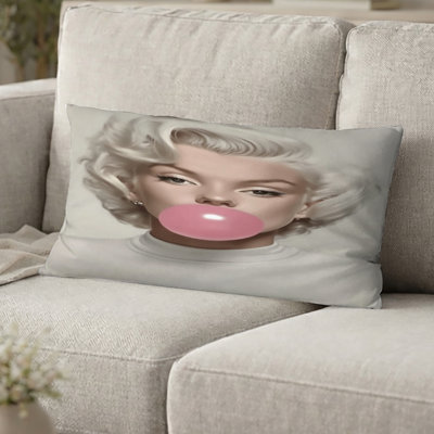 Coussin rose avec imprimé pop art Marilyn