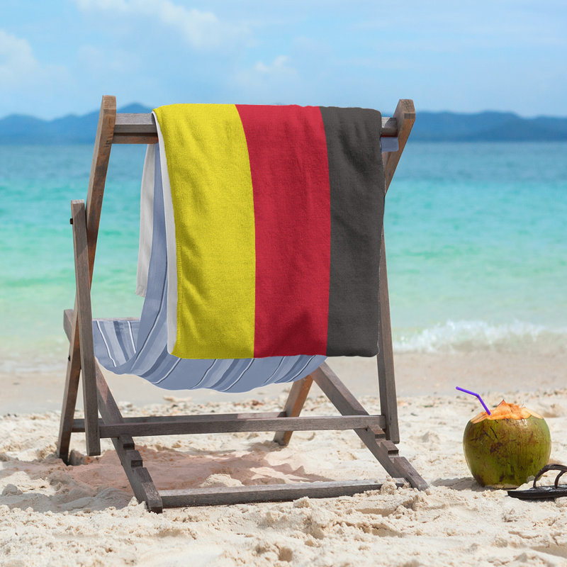 Lightweight Beach Towel, Yellow/Red/Black, Poly/Cotton