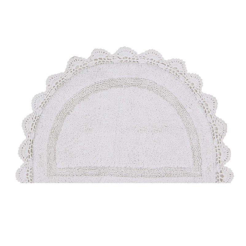 Cotton Non-Slip Bath Rug, White