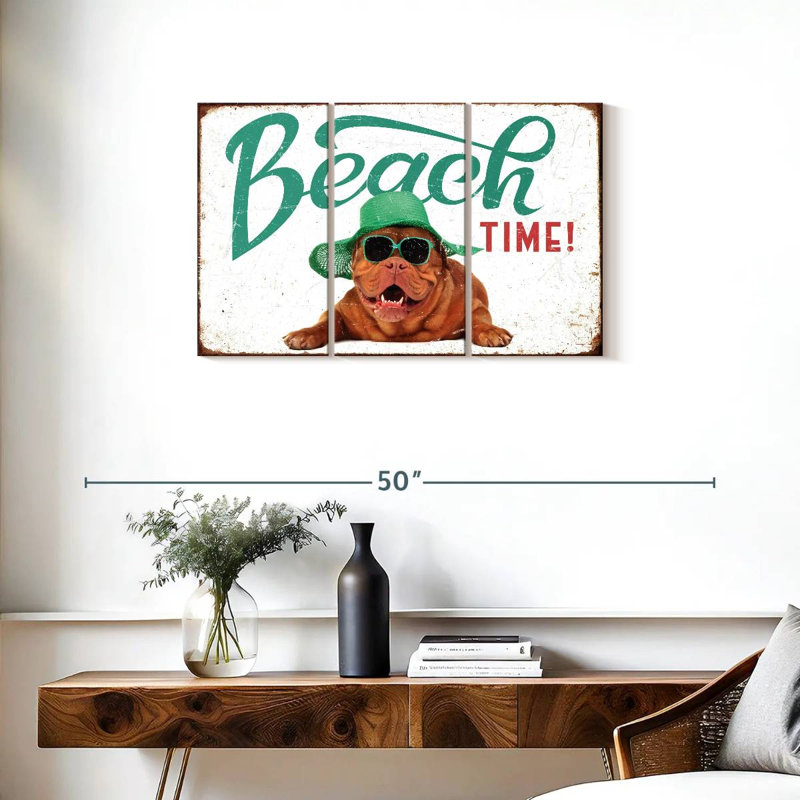 Chien prêt pour la plage, 20" H x 33" W
