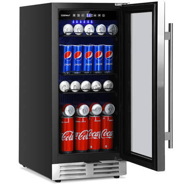 COSTWAY 20 Inch Wine Cooler, 33 Bottles Wine Refrigerator with 2-Layer  Tempered Glass Door & Dual Alarm Function, 41-64.5°F Temp Control, Built-In  or