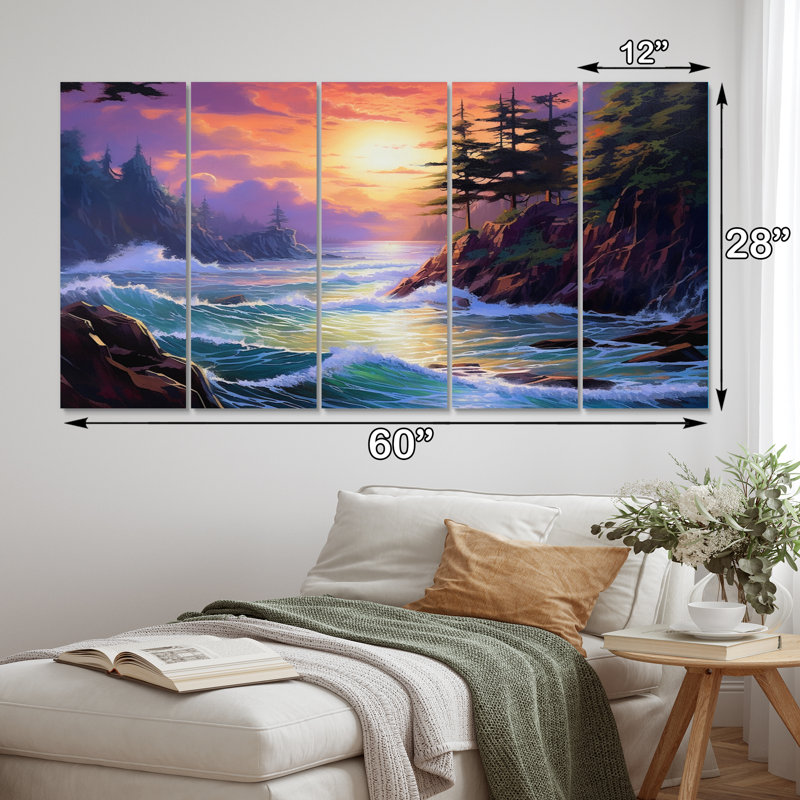 «Tropical Paradise I», reproduction sur toile - 5 panneaux égaux