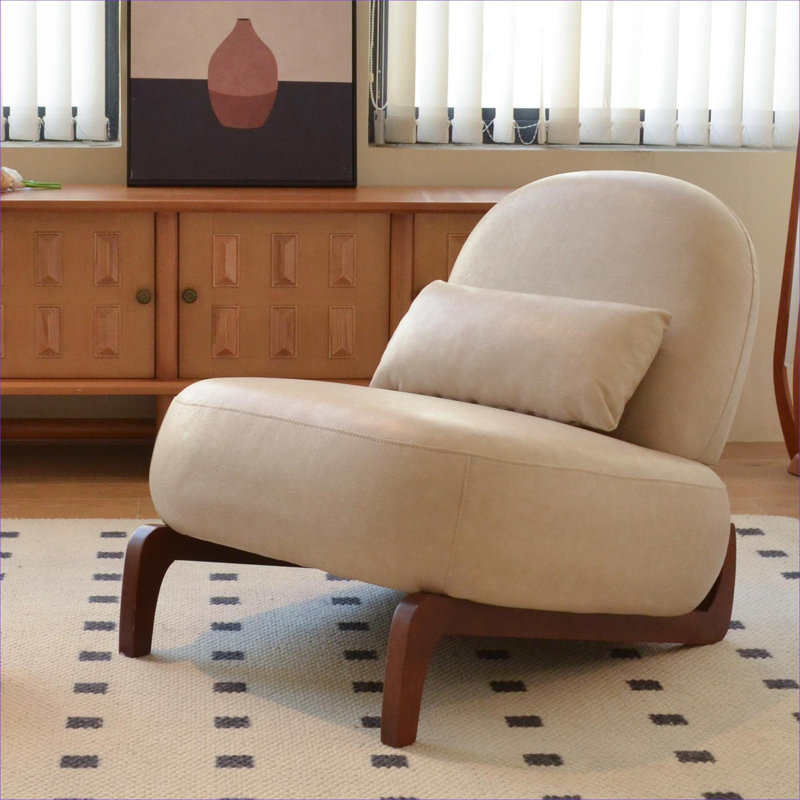 Ensemble de 2 fauteuils de chambre en similicuir beige avec sièges modernes et confortables pour la lecture et la maison