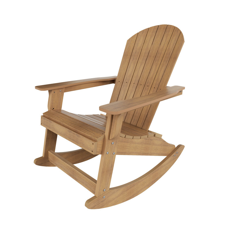 Outdoor All-Weather Poly Arrlo Rocking Plastic Chair, Teak