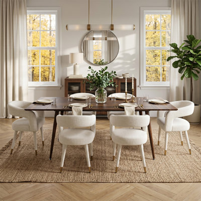 Ensemble de table de salle à manger extensible 95 "pour 6 personnes avec chaises rembourrées Donelson