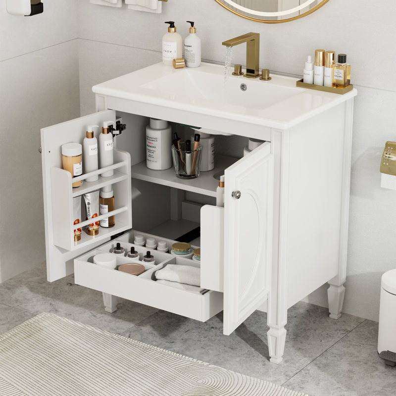 Meuble-lavabo 30 po avec lavabo rétro, Blanc