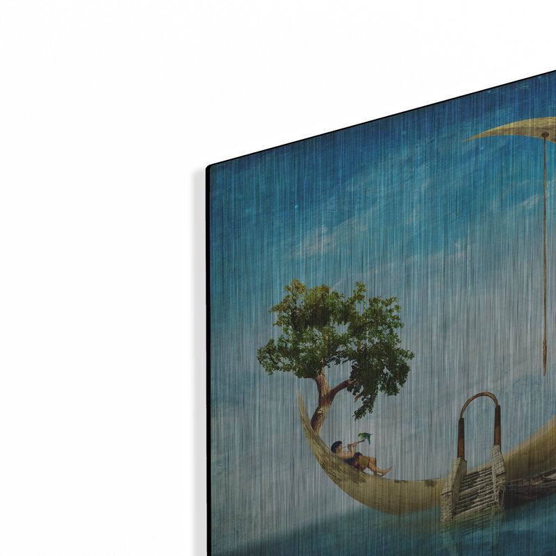 Art mural en métal «Home Sweet Moon» par Diogo Verissimo, Red Barrel Studio®