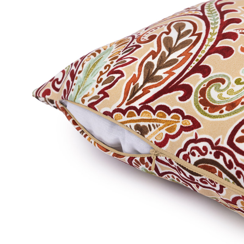 Ensemble de deux coussins décoratifs à motif floral cachemire 18 po 100% polyester blanc, Carré 18 po