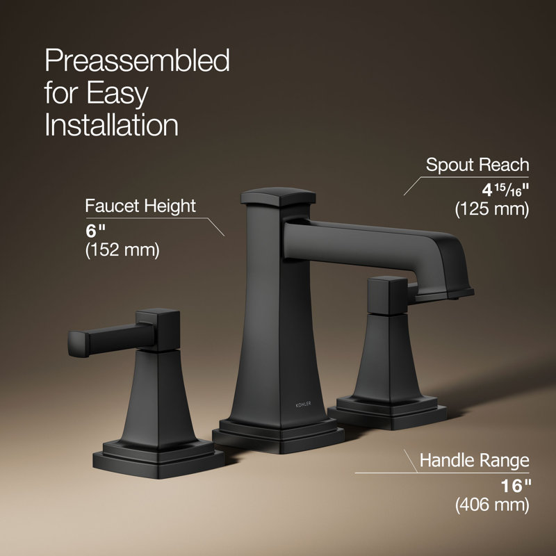 Riff Widespread Bathroom Sink Faucet, Matte Black, 0.5 GPM
