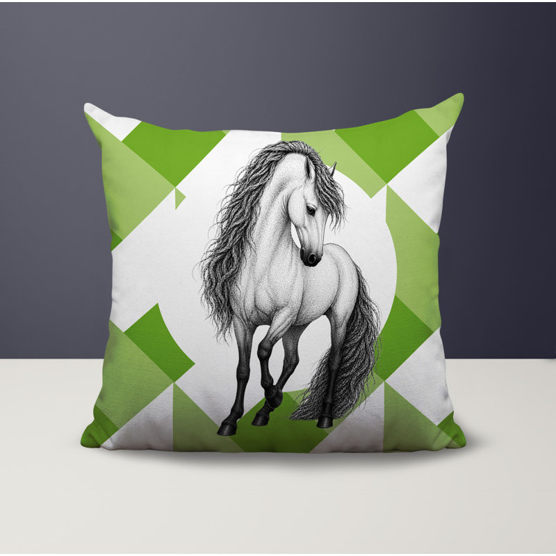 Coussin réversible Horse, 20 x 20, Vert printanier