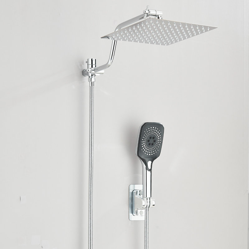 Pomme de douche à haute pression chromée 10 po avec bras réglable