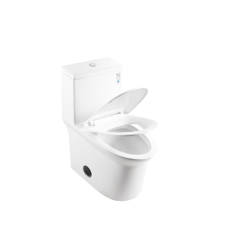 Une toilette en céramique, 1,1 / 1,6, 15,55 po de hauteur, blanc, siège à fermeture en douceur, et allongé, et