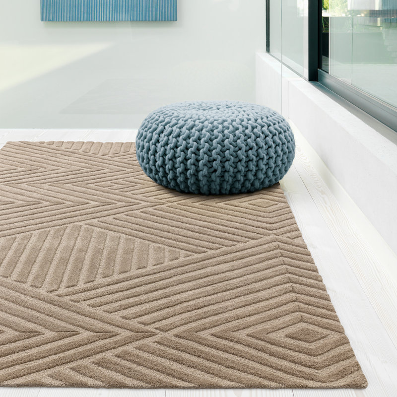 Mendez Geometric Wool Hand Woven Area Rug, Rectangle 120cm x 170cm