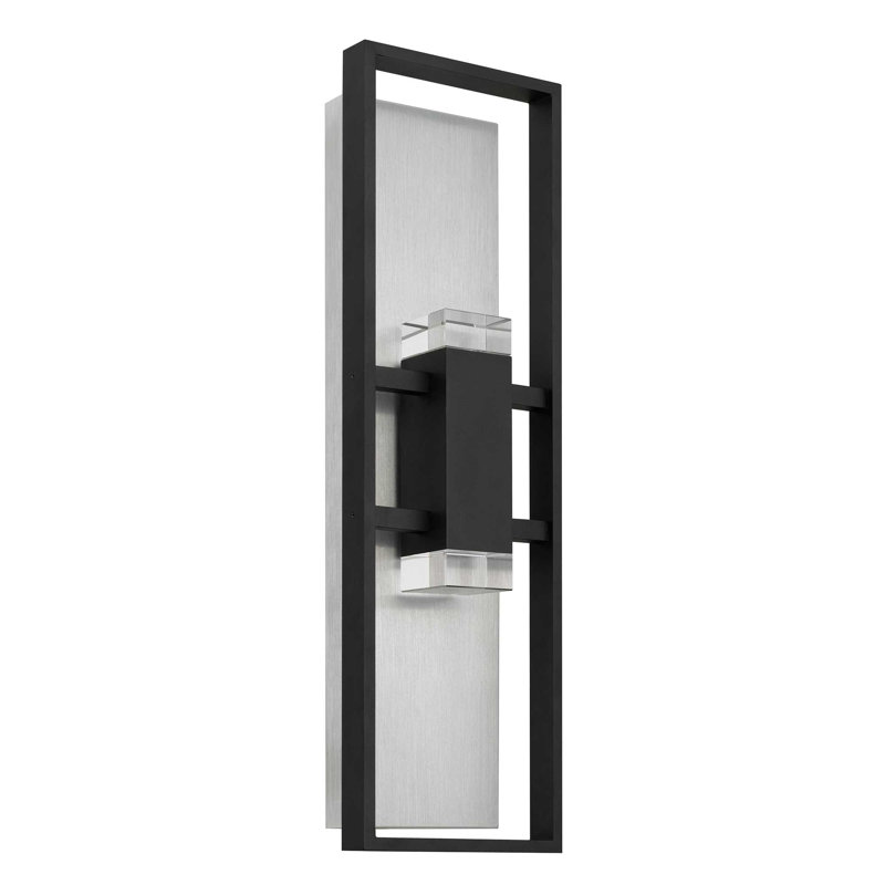 Mars LED Wall Sconce with Clear Crystal Accents, Brushed Aluminum Backplate, 3-CCT Selectable, Dimmable, Wet Rated, ADA Compliant
