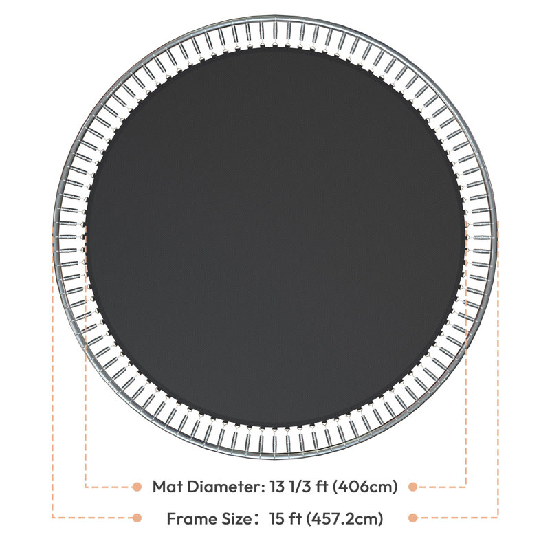 Yescom Trampoline Replacement Mat W/96V-Ring For 15" Trampoline Frame 7" Spring, 0.39" H x 159.8" W x 159.8" D