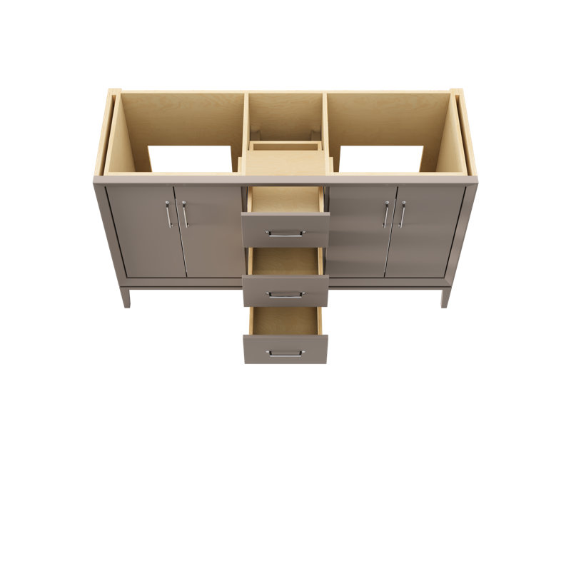 Alexandra Double Bath Vanity, Taos Taupe, 60", Polished Chrome