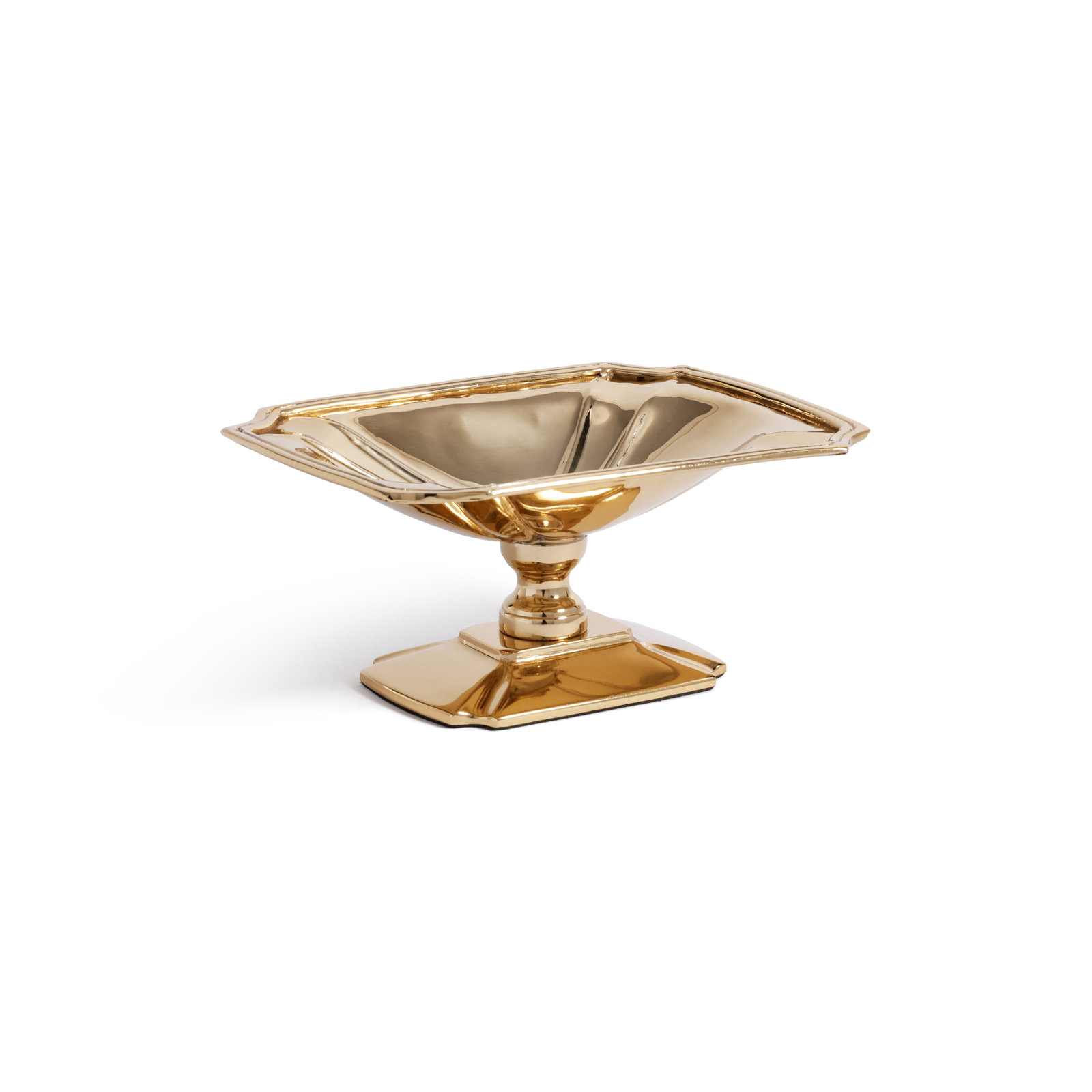 Hardin Polished Stainless Steel Footed Serving Dish, Gold
