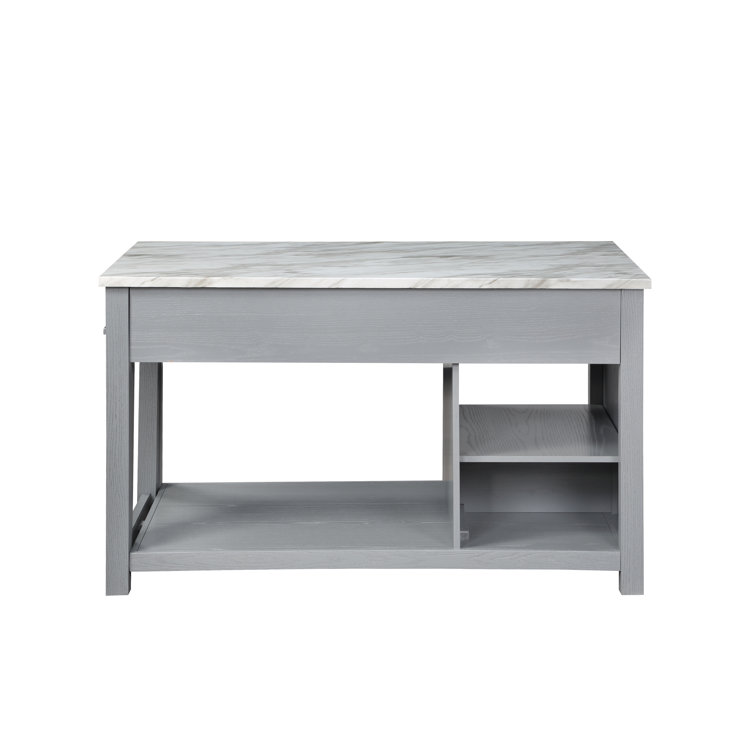 Wade Logan Houchin Kitchen Island with Granite Top with Locking Wheels Base Finish: White Wayfair 36H X 30W X 17D