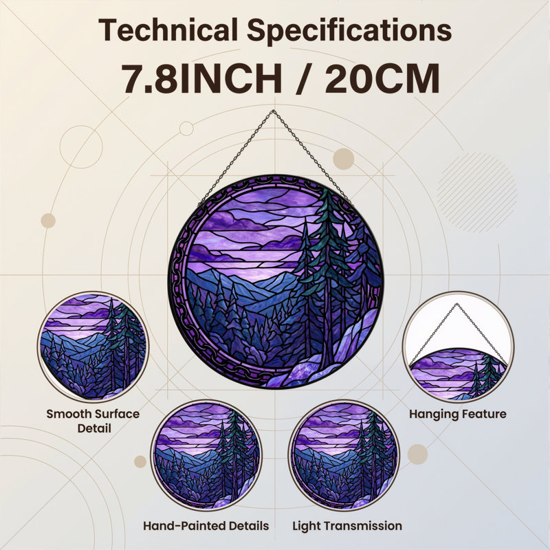 Panneau de vitrail H 7,8 po, H 7,8 po x l 7,8 po