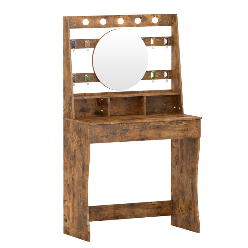 Tamme Dressing Table with Mirror, Brown