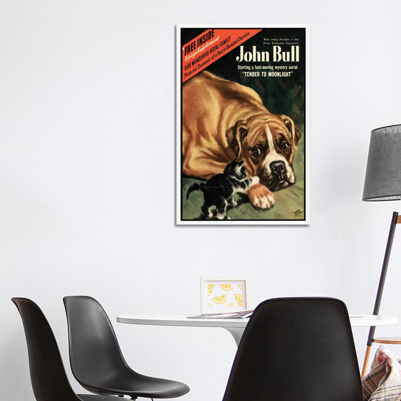 1951 John Bull Magazine Cover 1 Piece Wall Art on Canvas, 101.6 cm H x 66.04 cm W, White Framed