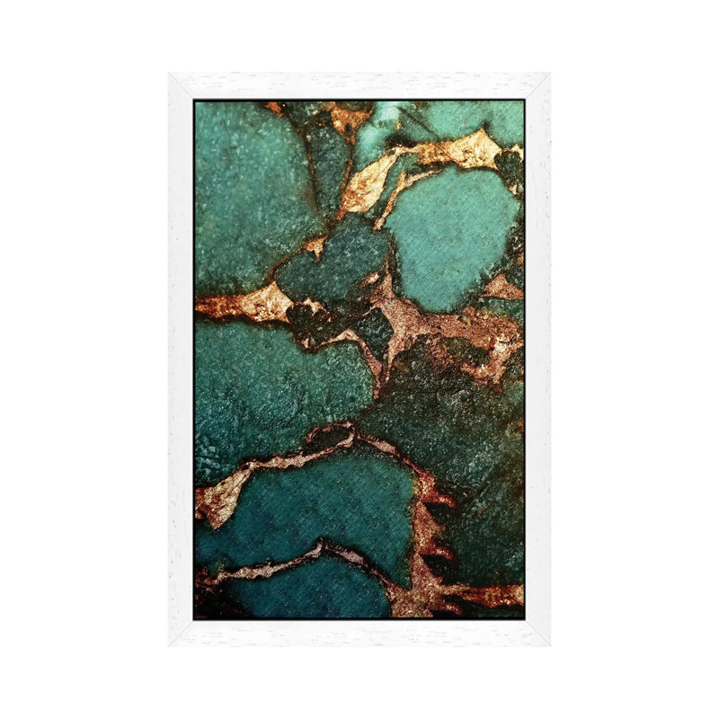 Gemstone And Gold - Emerald by Monika Strigel - Painting on Canvas, 101.6 cm H x 66.04 cm W, White Framed