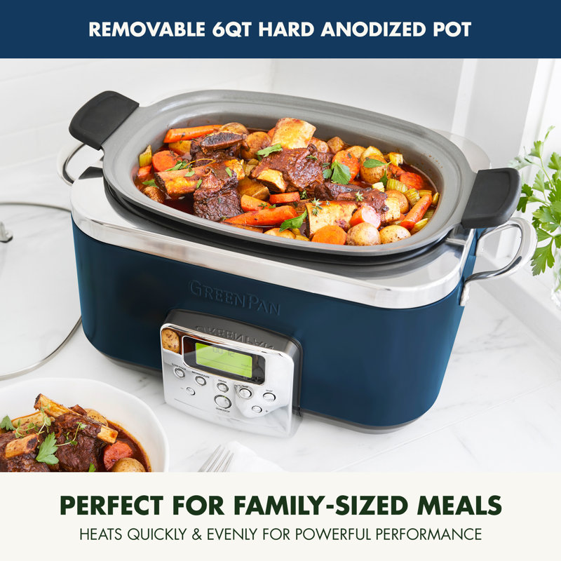 GreenPan Elite Ceramic Nonstick 6-Quart Slow Cooker, Oxford Blue