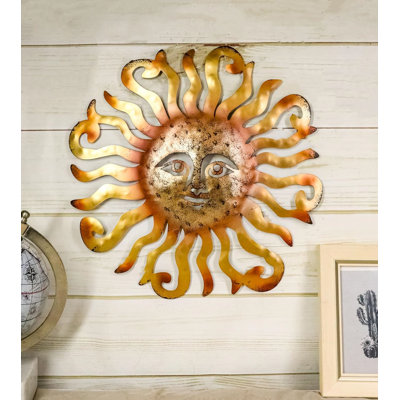 Sculpture en métal en métal or céleste céleste face au soleil Belénos 12 po