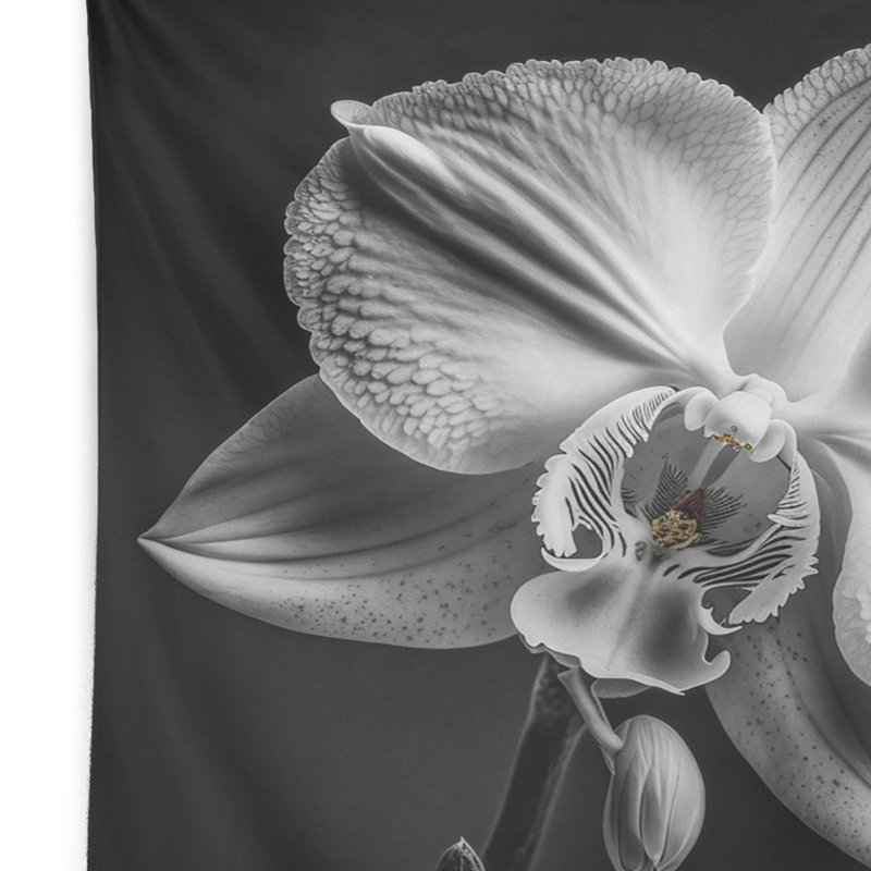 Luminous White Orchid With Purple Glow VII Machine Tapestry - Rod Included