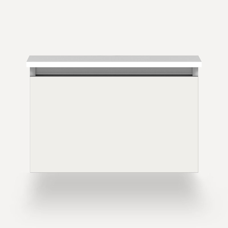 Cartesian Vanity 24"W, Satin White, Lava Black